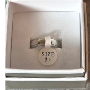 QG Quality Gold Titanium Ring Sz 9.5 Band Unisex Silver Wedding Lightweight New